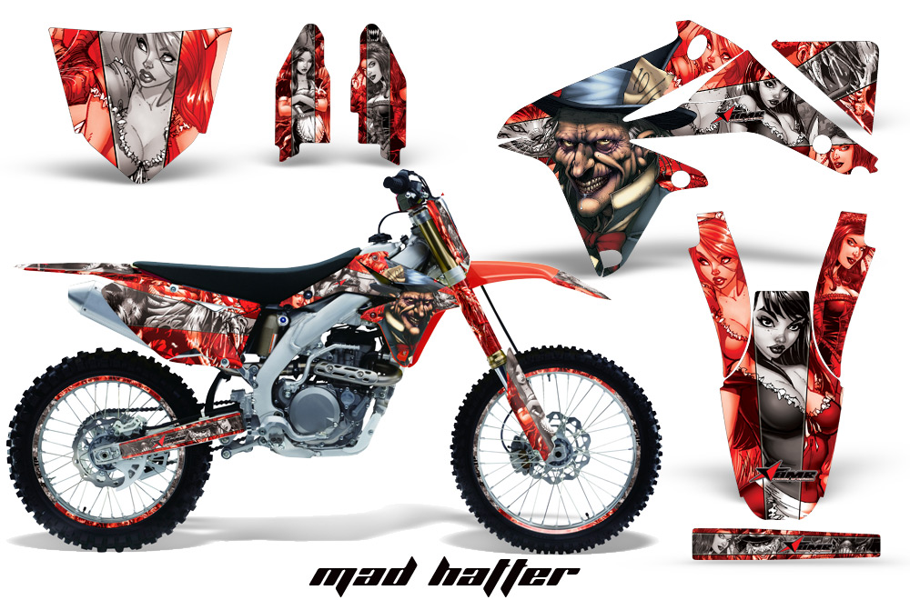 Suzuki-RMZ450 08-10 Graphics Kit MadHatter REDSilverstripe NPs